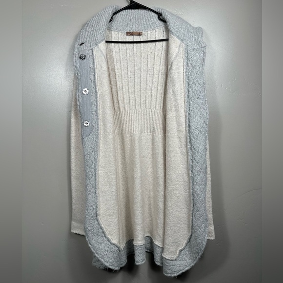 PrAna Angelic Duster Cardigan Sweater in Grey / White Size XL - Picture 2 of 8